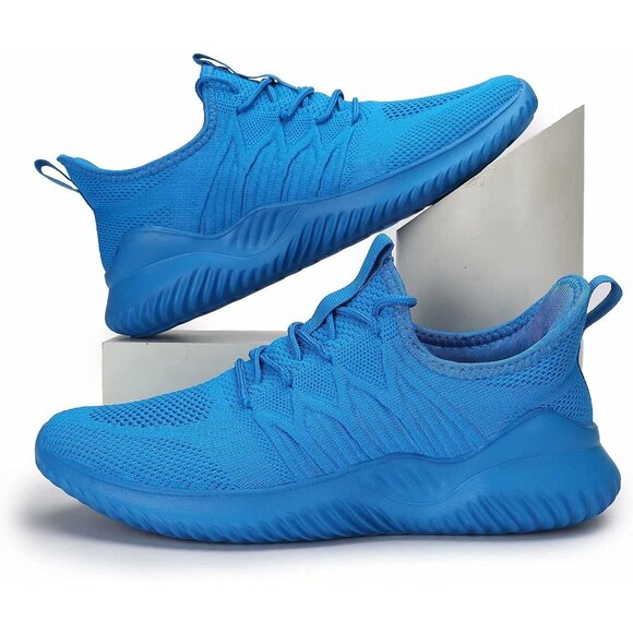 Men's Running Shoes Slip-on Walking Sneaker Lightweight Breathable Trainers Blue - Picture 5 of 7